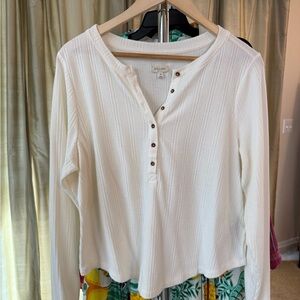 Anthropologie Pilcro Women's White Henley Top 1X